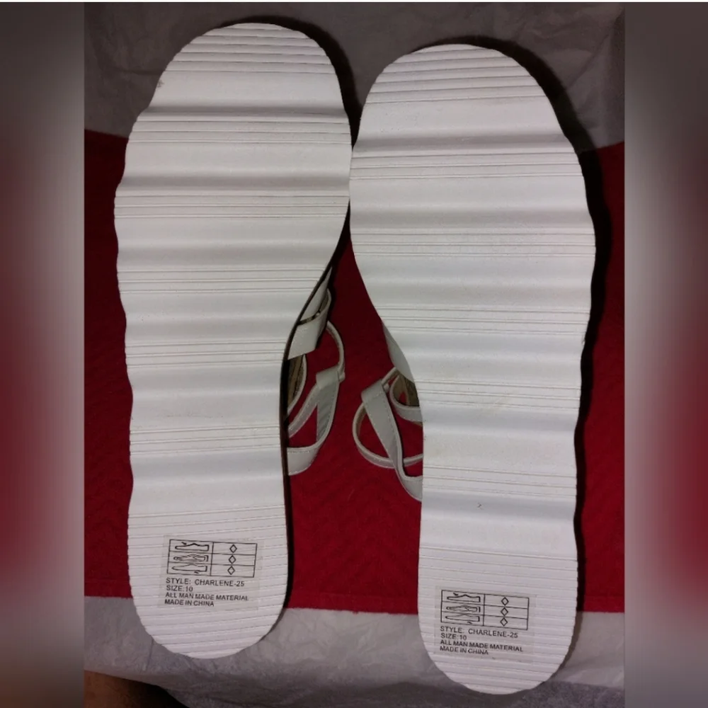 Yoki White and Tan Platform Sandals